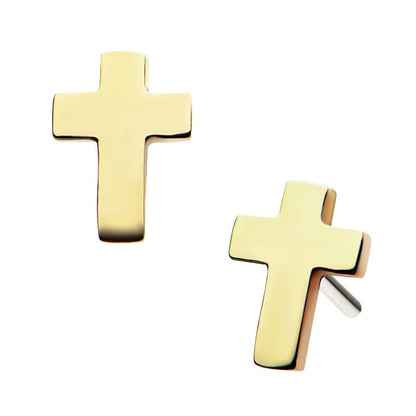 14Kt Yellow Gold Threadless Flat Cross Top