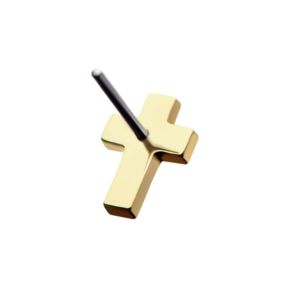 14Kt Yellow Gold Threadless Flat Cross Top