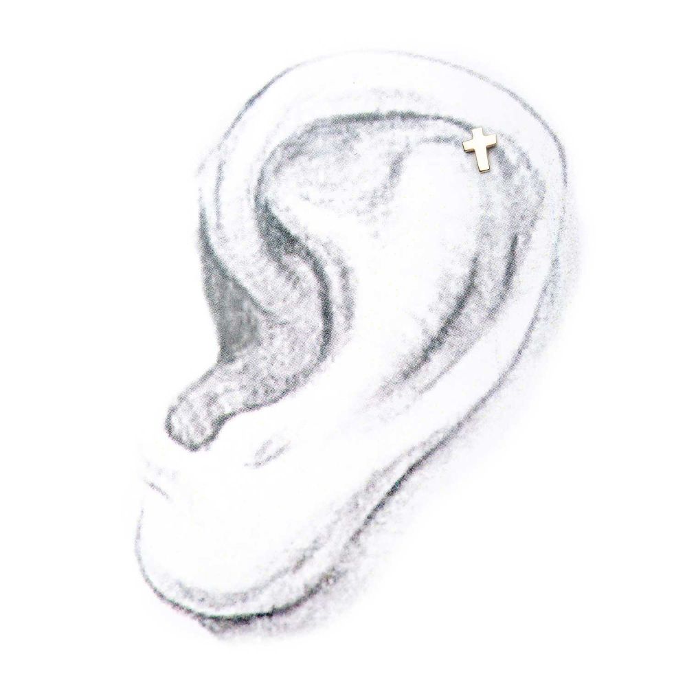 14Kt Yellow Gold Threadless Flat Cross Top