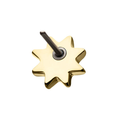 14kt Gold Threadless Round Clear CZ Sun Top