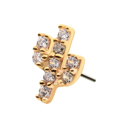 14Kt Yellow Gold Threadless with Prong Set 9 Round Clear CZ Cactus Top