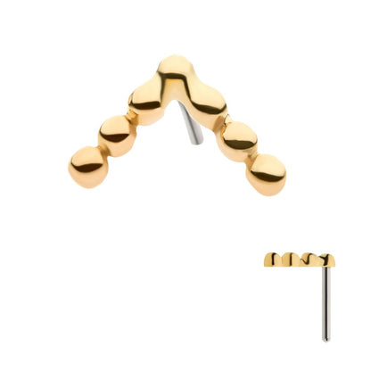 14Kt Yellow Gold Threadless with 7 Beads Triangle Top