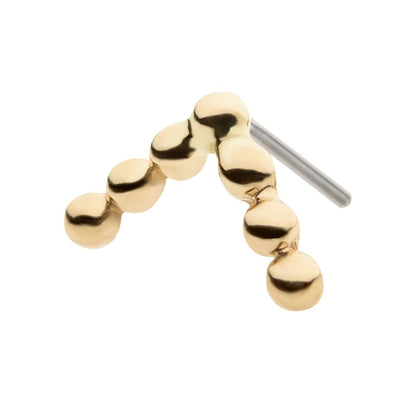 14Kt Yellow Gold Threadless with 7 Beads Triangle Top