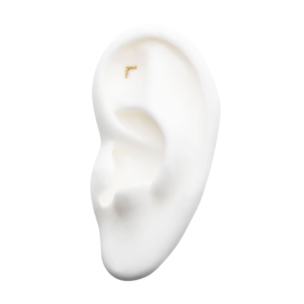 14Kt Yellow Gold Threadless with 7 Beads Triangle Top