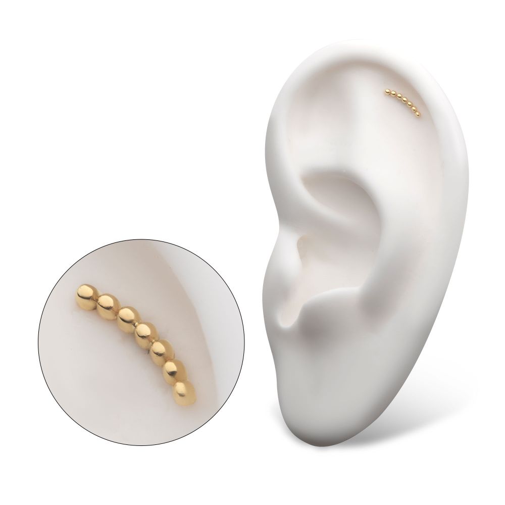 14Kt Yellow Gold Threadless with Beaded Cluster Top