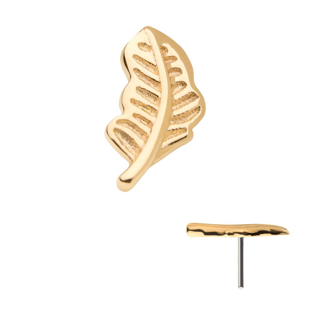14Kt Yellow Gold Threadless Feather Top