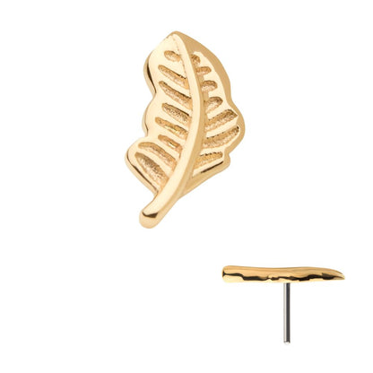14Kt Yellow Gold Threadless Feather Top
