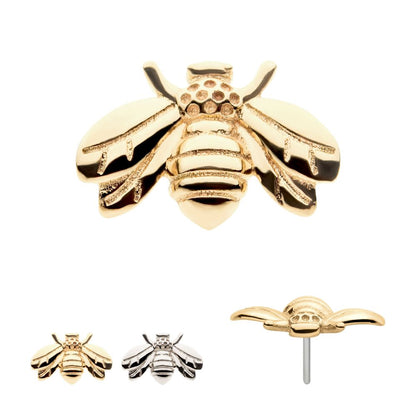 14Kt Gold Threadless with Decorative Bee Top