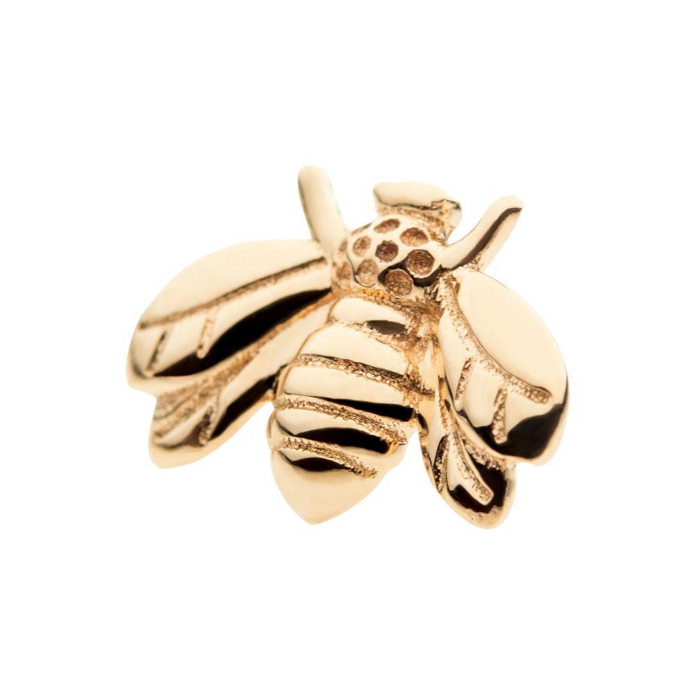 14Kt Gold Threadless with Decorative Bee Top