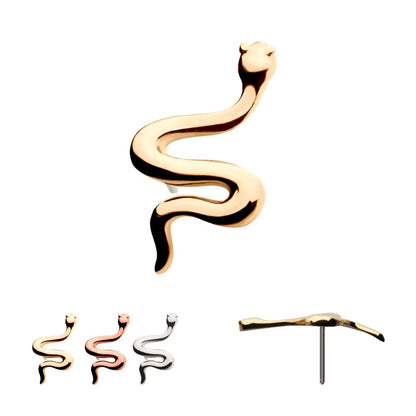 14Kt Gold Threadless Snake Top
