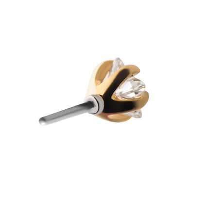 14Kt Yellow Gold Threadless with 5-Prong Set Clear CZ Star Top