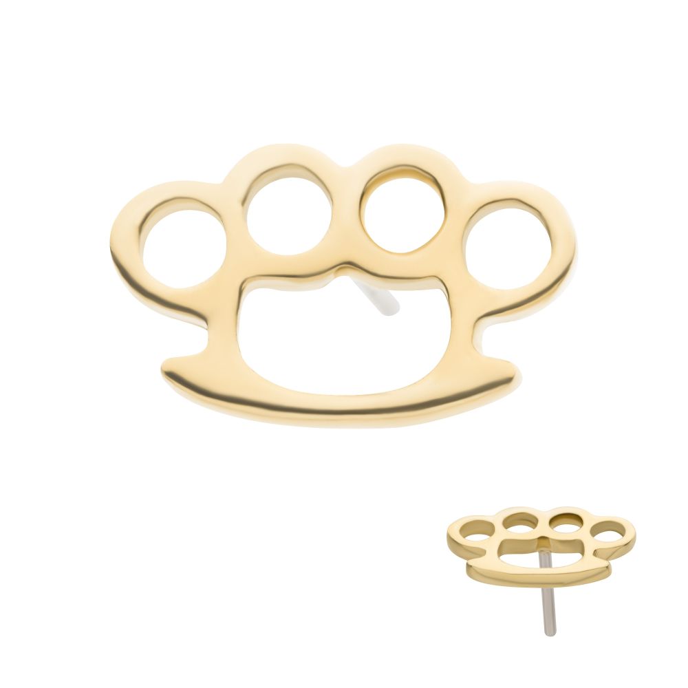 14Kt Yellow Gold Threadless Brass Knuckle Top
