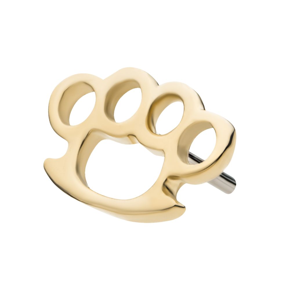 14Kt Yellow Gold Threadless Brass Knuckle Top