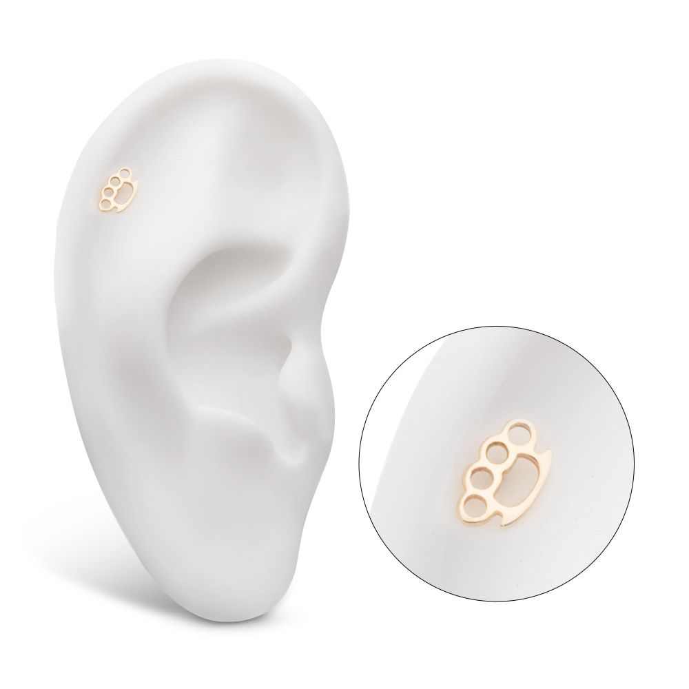 14Kt Yellow Gold Threadless Brass Knuckle Top