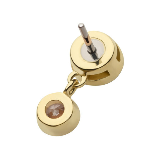 14Kt Gold Threadless Bee Top with Prong Set Marquise Gem Wings