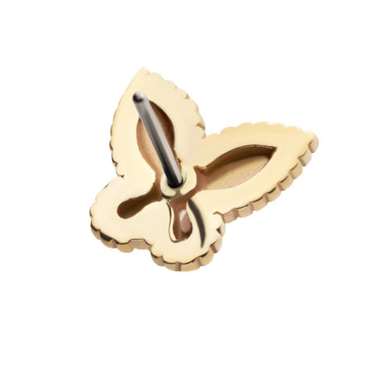 14Kt Yellow Gold Threadless Beaded Edge Butterfly Top