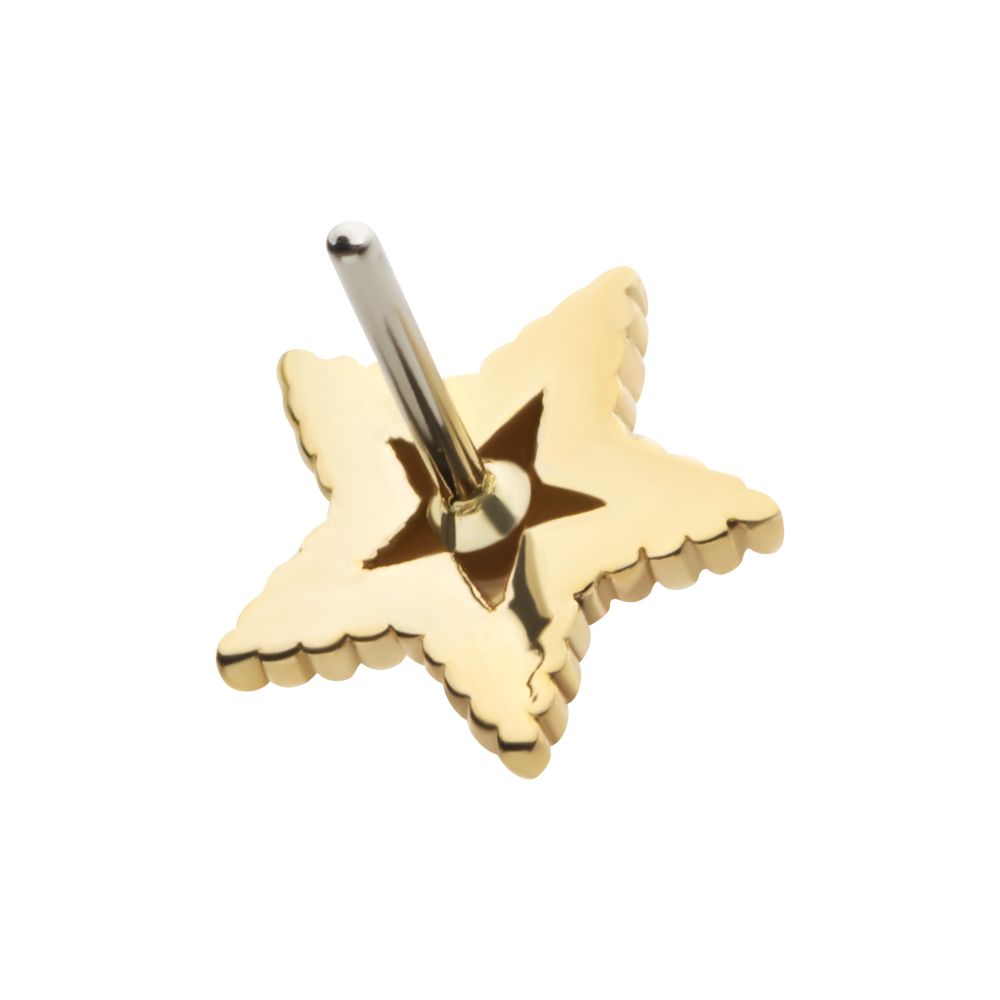 14Kt Yellow Gold Threadless Beaded Edge Star Top