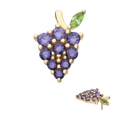 14Kt Yellow Gold Threadless Grape Cluster Top