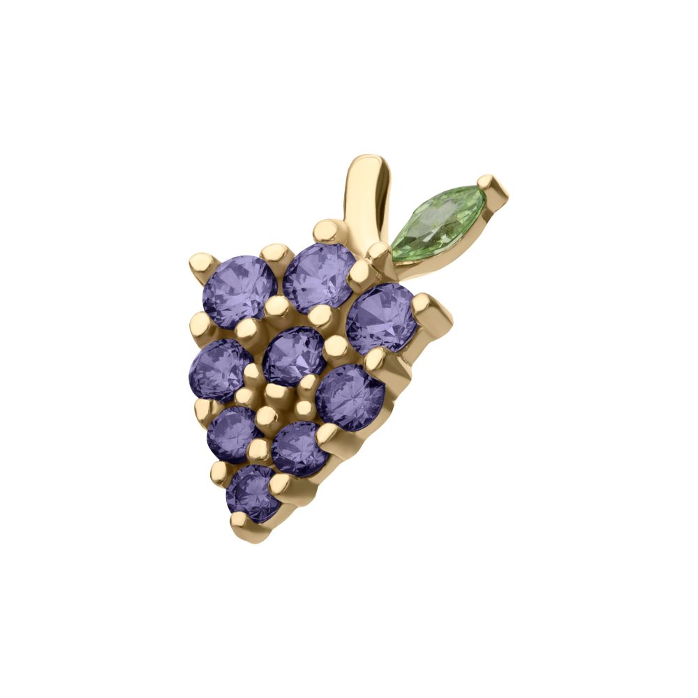 14Kt Yellow Gold Threadless Grape Cluster Top