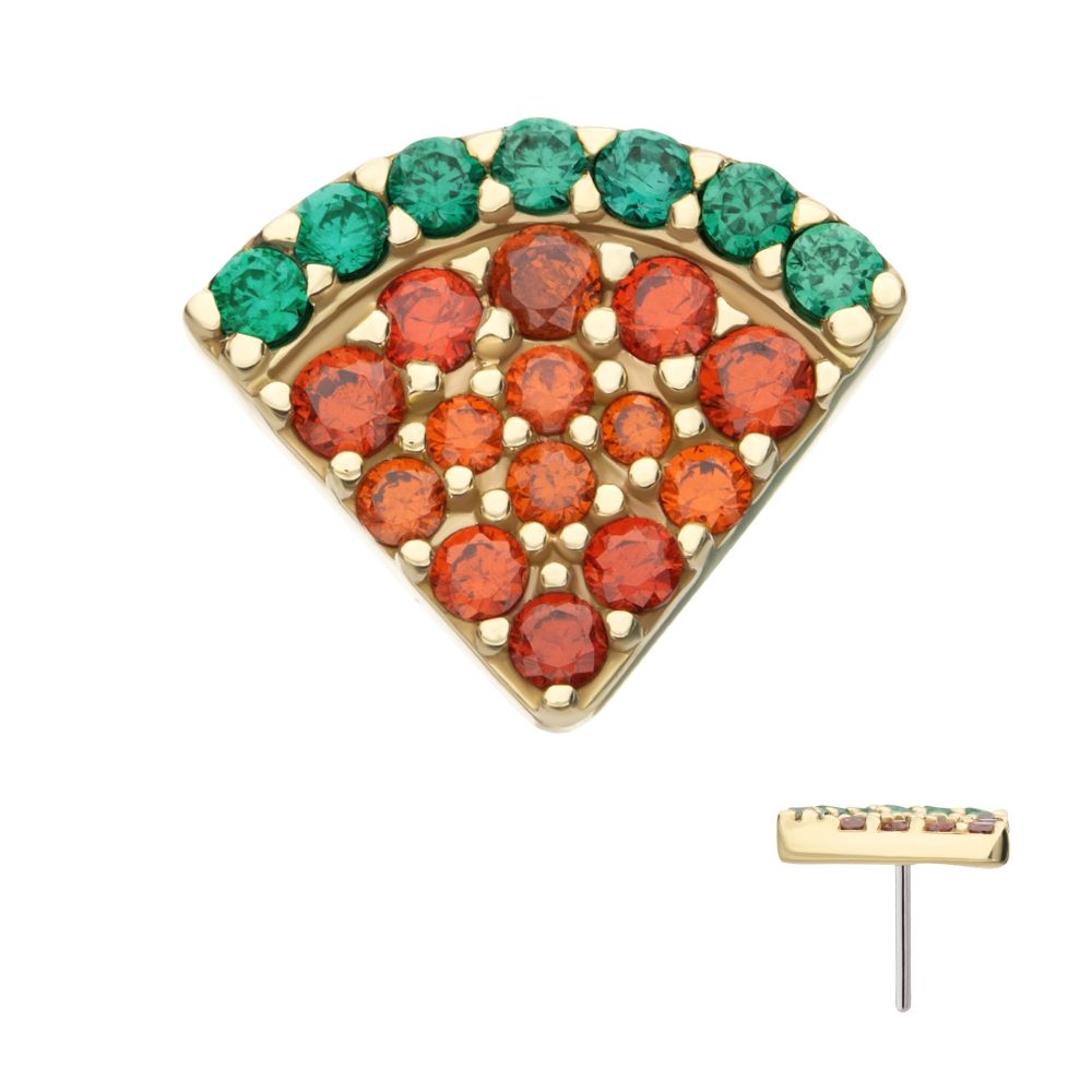 14Kt Yellow Gold Threadless Watermelon Slice Top