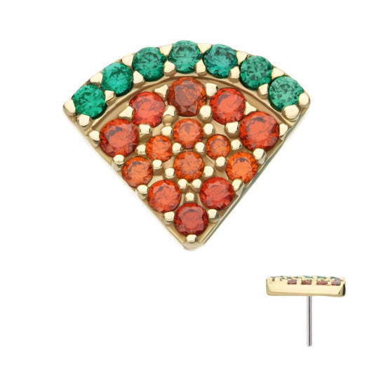 14Kt Yellow Gold Threadless Watermelon Slice Top