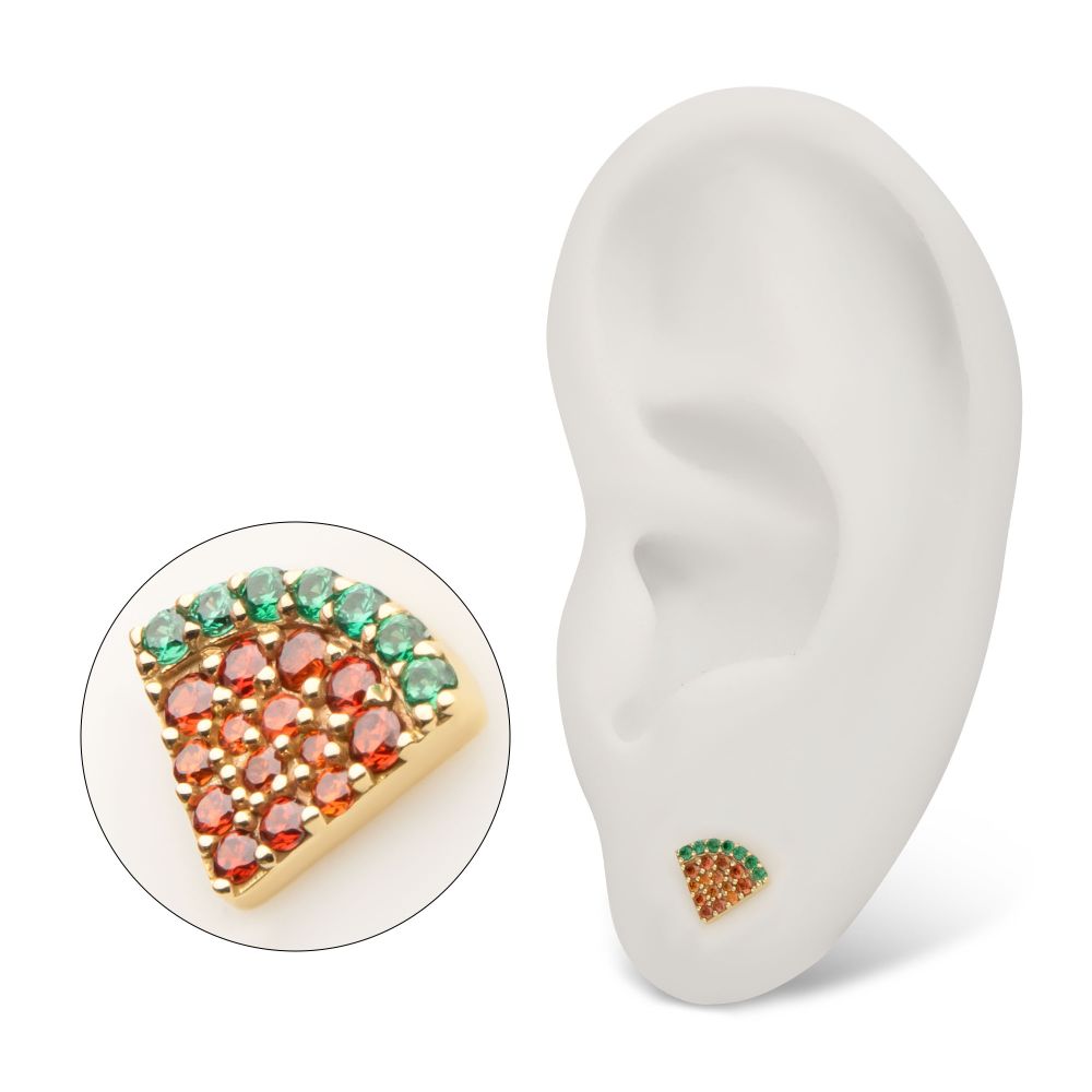 14Kt Yellow Gold Threadless Watermelon Slice Top