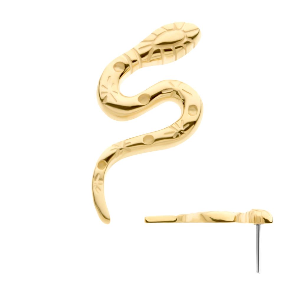14Kt Yellow Gold Threadless Snake Top