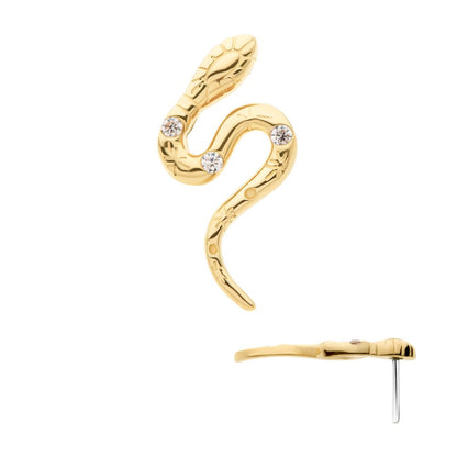14Kt Yellow Gold Threadless with CZ Snake Top