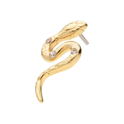 14Kt Yellow Gold Threadless with CZ Snake Top