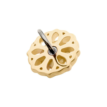 14Kt Yellow Gold Threadless Mandala Flower Top