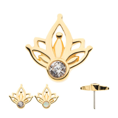 14Kt Yellow Gold Threadless Bezel Set Gem/Opal Petal Top