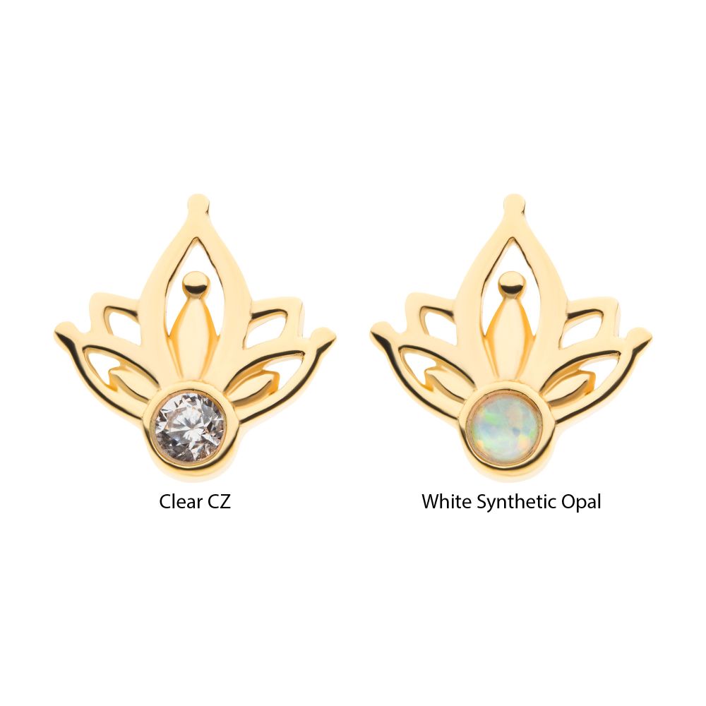 14Kt Yellow Gold Threadless Bezel Set Gem/Opal Petal Top