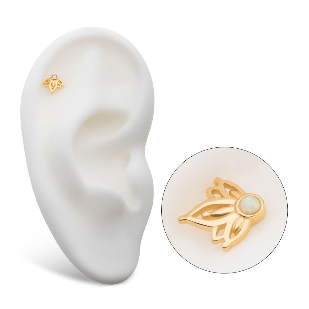 14Kt Yellow Gold Threadless Bezel Set Gem/Opal Petal Top