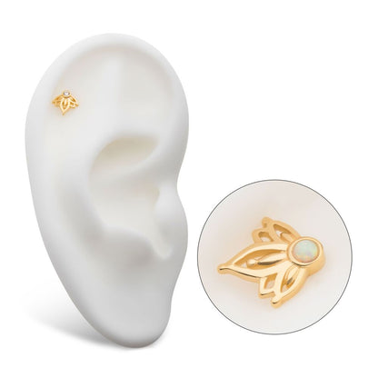 14Kt Yellow Gold Threadless Bezel Set Gem/Opal Petal Top