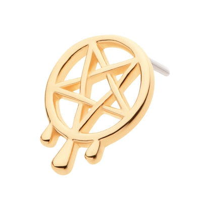 14Kt Yellow Gold Threadless Dripping Pentagram Top