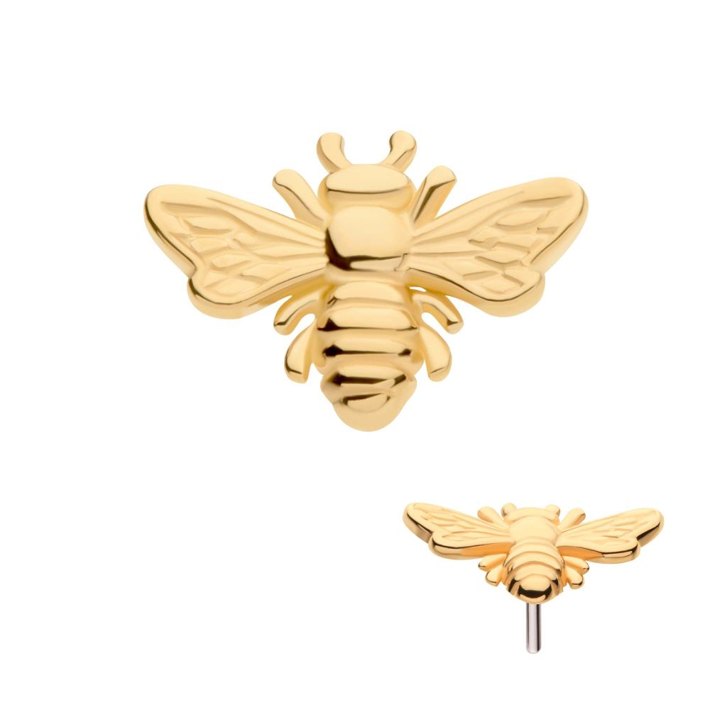 14Kt Yellow Gold Threadless Bee Top