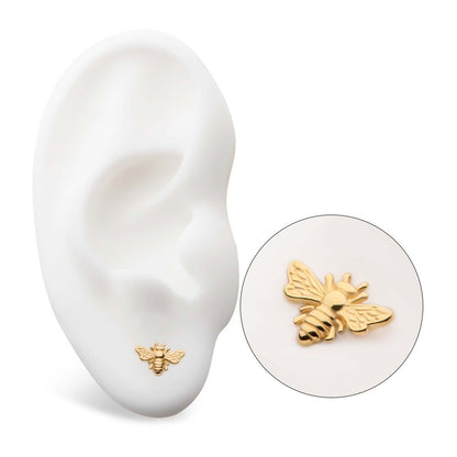 14Kt Yellow Gold Threadless Bee Top