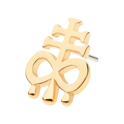 14Kt Yellow Gold Threadless Dripping Leviathan Cross Top