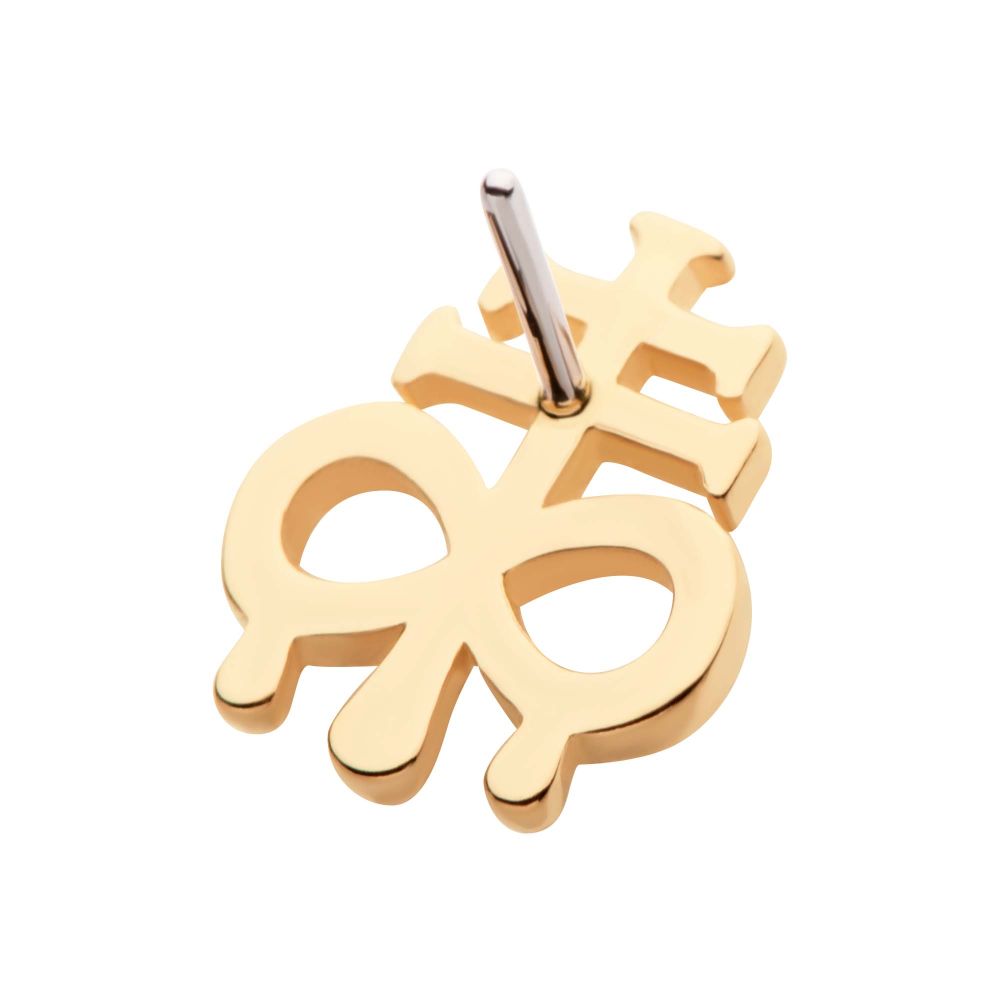 14Kt Yellow Gold Threadless Dripping Leviathan Cross Top