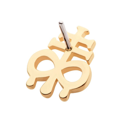 14Kt Yellow Gold Threadless Dripping Leviathan Cross Top