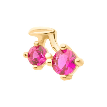 14Kt Yellow Gold Threadless with Prong Set Round CZ Cherry Top