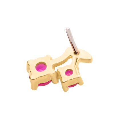 14Kt Yellow Gold Threadless with Prong Set Round CZ Cherry Top