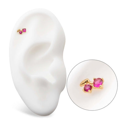 14Kt Yellow Gold Threadless with Prong Set Round CZ Cherry Top