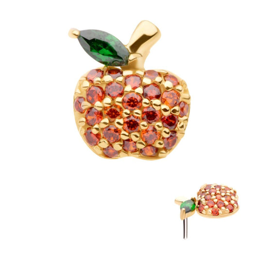 14Kt Yellow Gold Threadless with Prong Set Marquise & Round CZ Apple Top