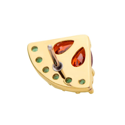 14Kt Yellow Gold Threadless with Prong Set & Round CZ Watermelon Top