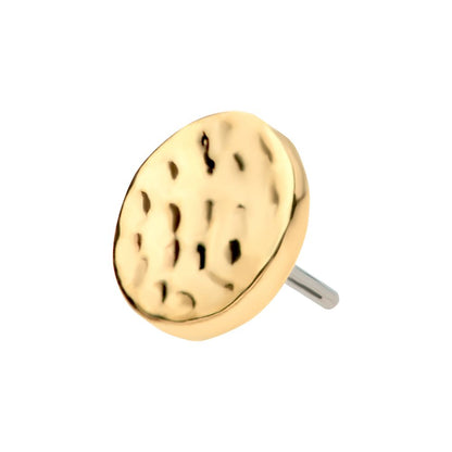 14Kt Yellow Gold Threadless Hammered Disk Top