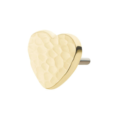 14Kt Yellow Gold Threadless Hammered Heart Top