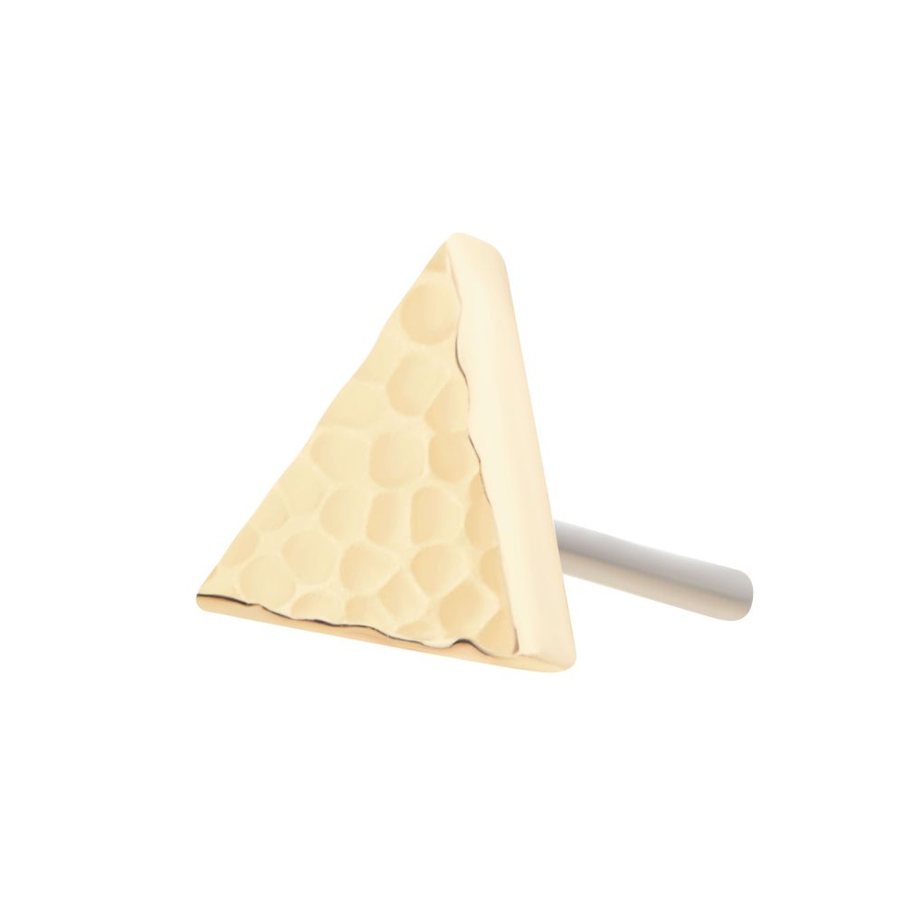 14Kt Yellow Gold Threadless Hammered Triangle Top