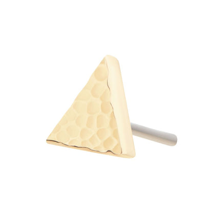 14Kt Yellow Gold Threadless Hammered Triangle Top