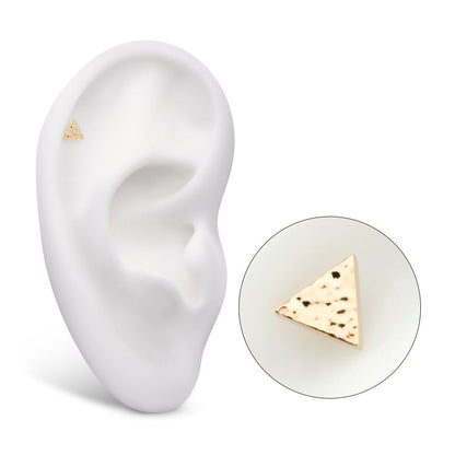 14Kt Yellow Gold Threadless Hammered Triangle Top